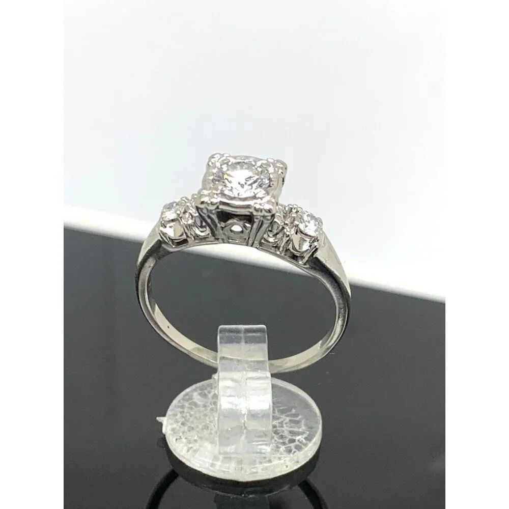 Engagement Ring Diamond 0.50ctw 14k White Gold Round Women's Jewelry Size 8